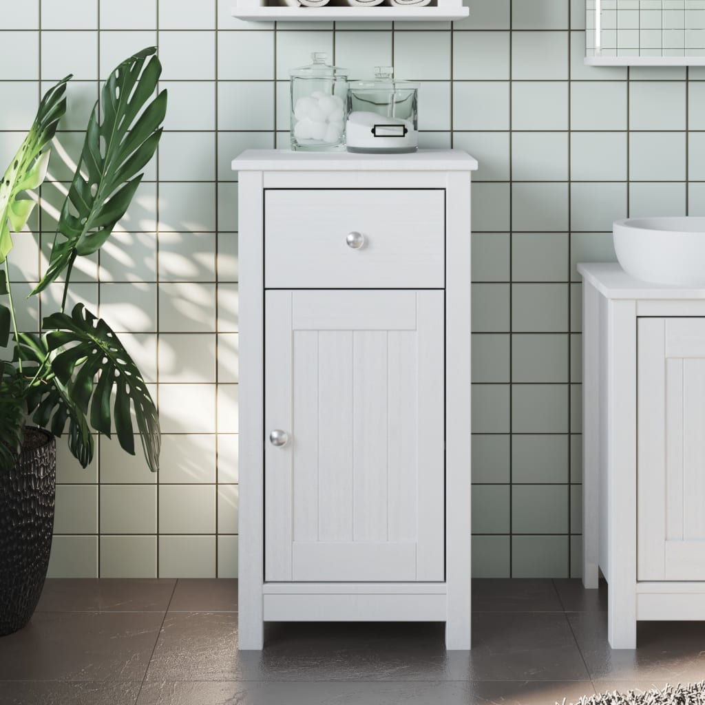 BERG Bathroom cabinet solid white pine 40x34x110 cm
