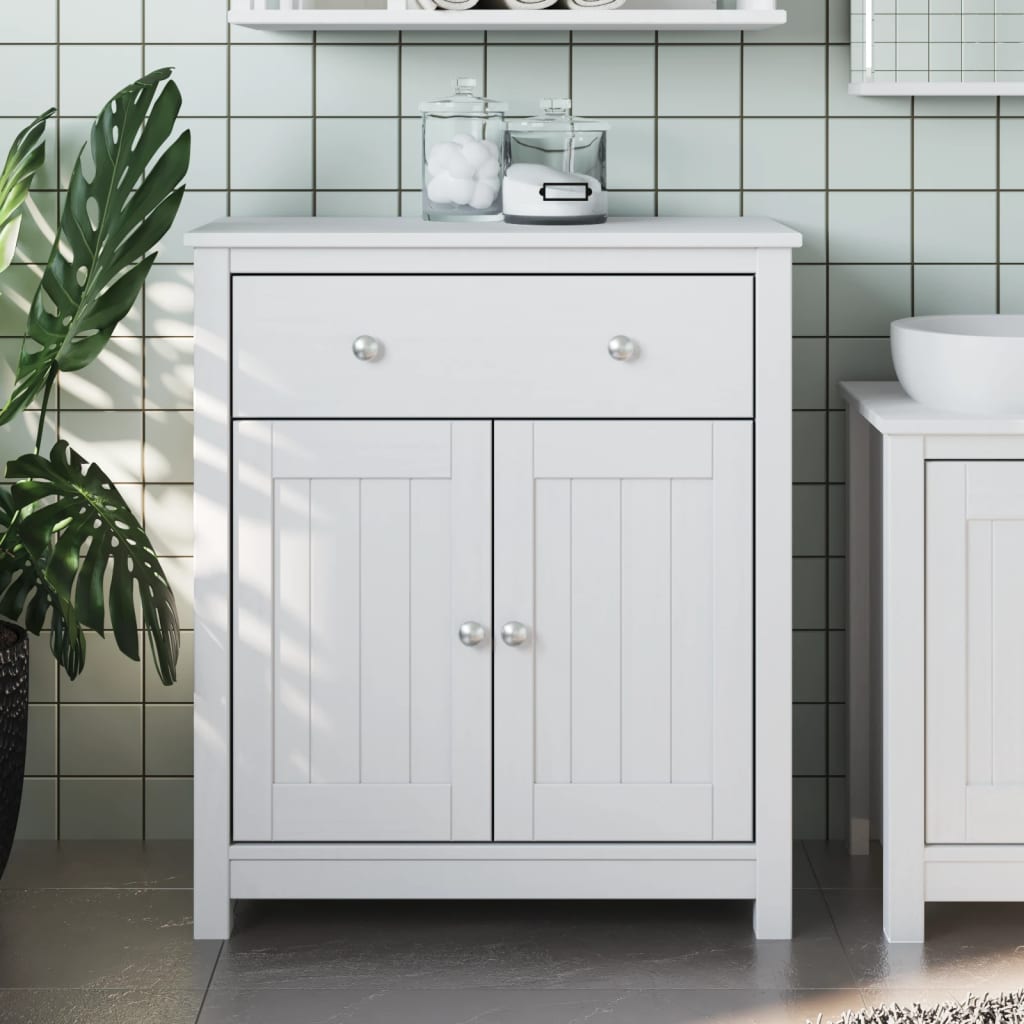 BERG Bathroom cabinet solid white pine 40x34x110 cm
