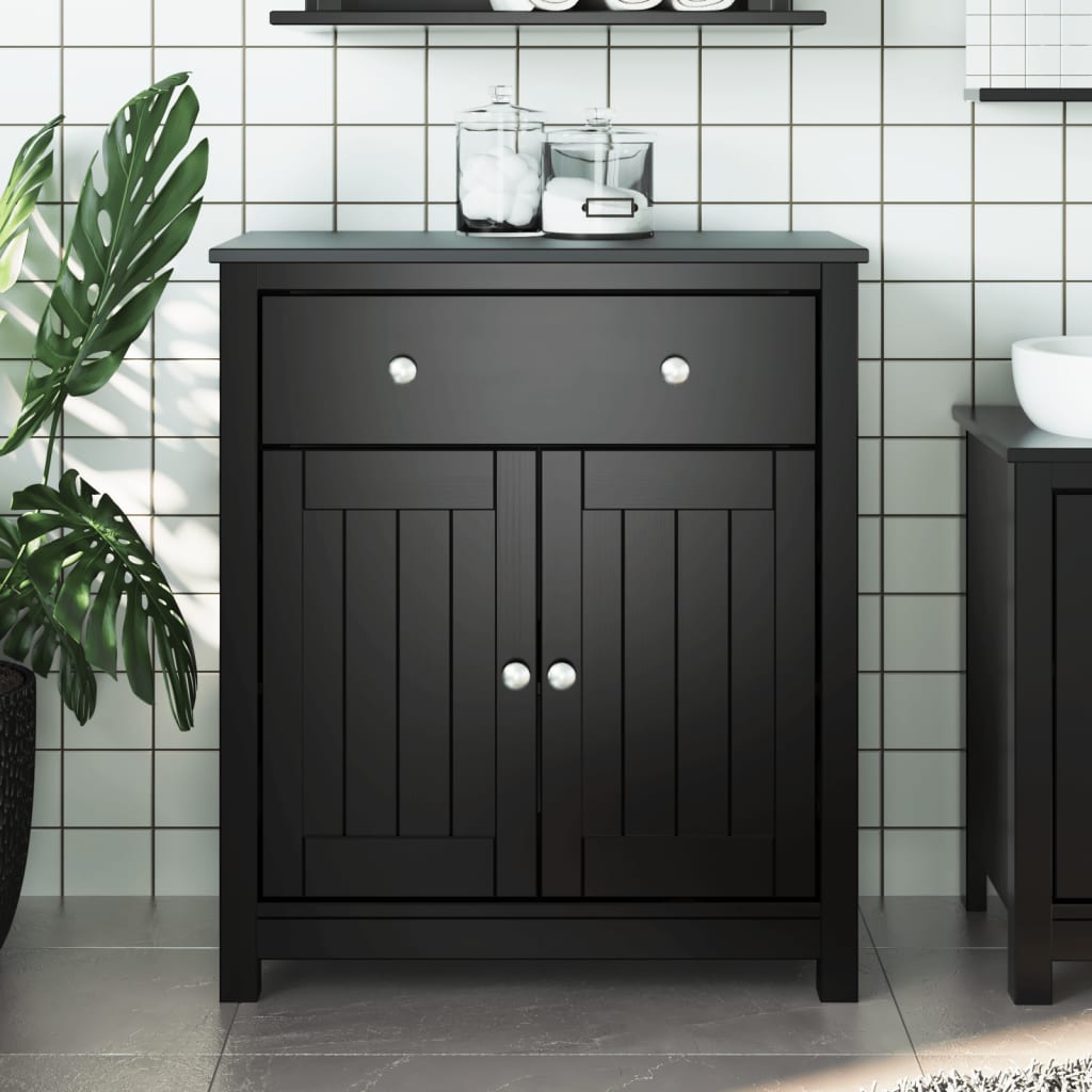 BERG Bathroom cabinet solid white pine 40x34x110 cm