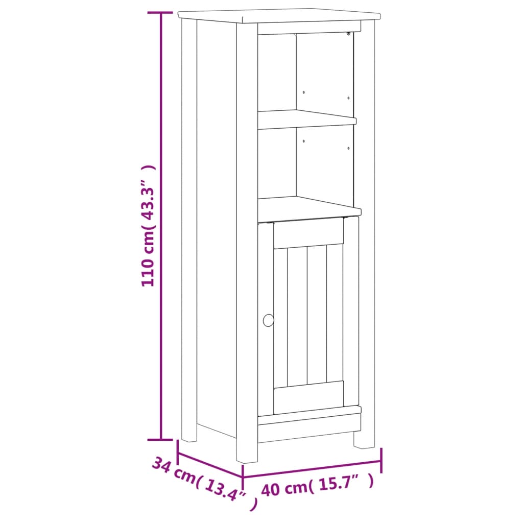 Mueble de baño BERG madera maciza de pino blanco 40x34x110 cm