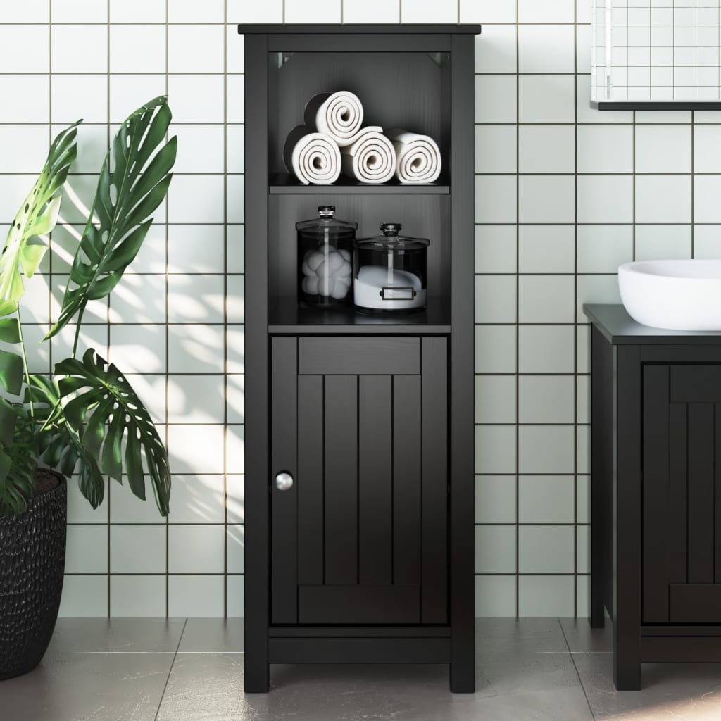 BERG Bathroom cabinet solid white pine 40x34x110 cm