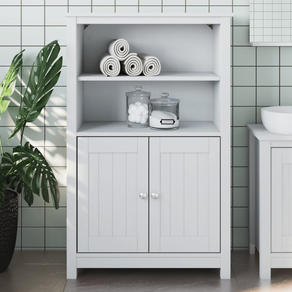 BERG Bathroom cabinet solid white pine 40x34x110 cm