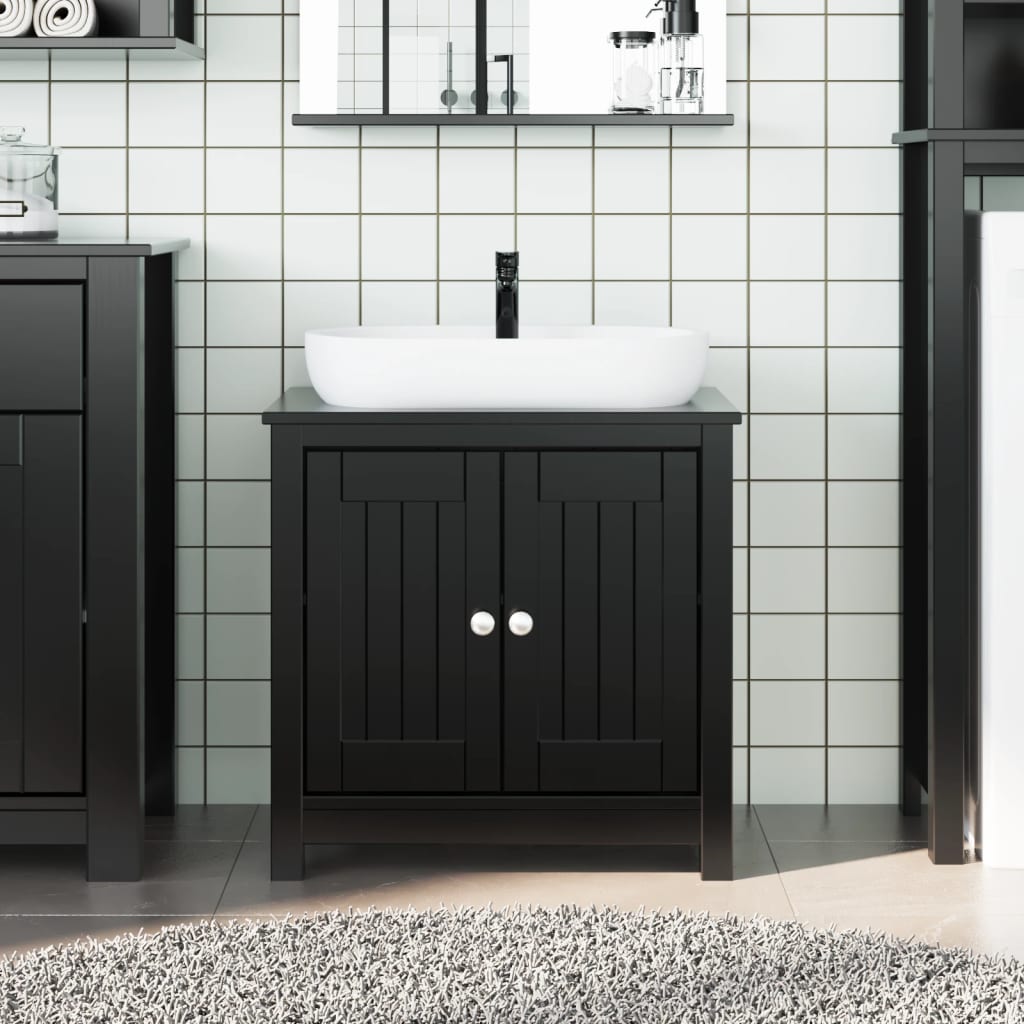 Mueble de lavabo baño BERG madera maciza pino blanco 60x34x59cm