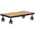 Mesa de centro con patas de metal OSLO madera maciza pino gris