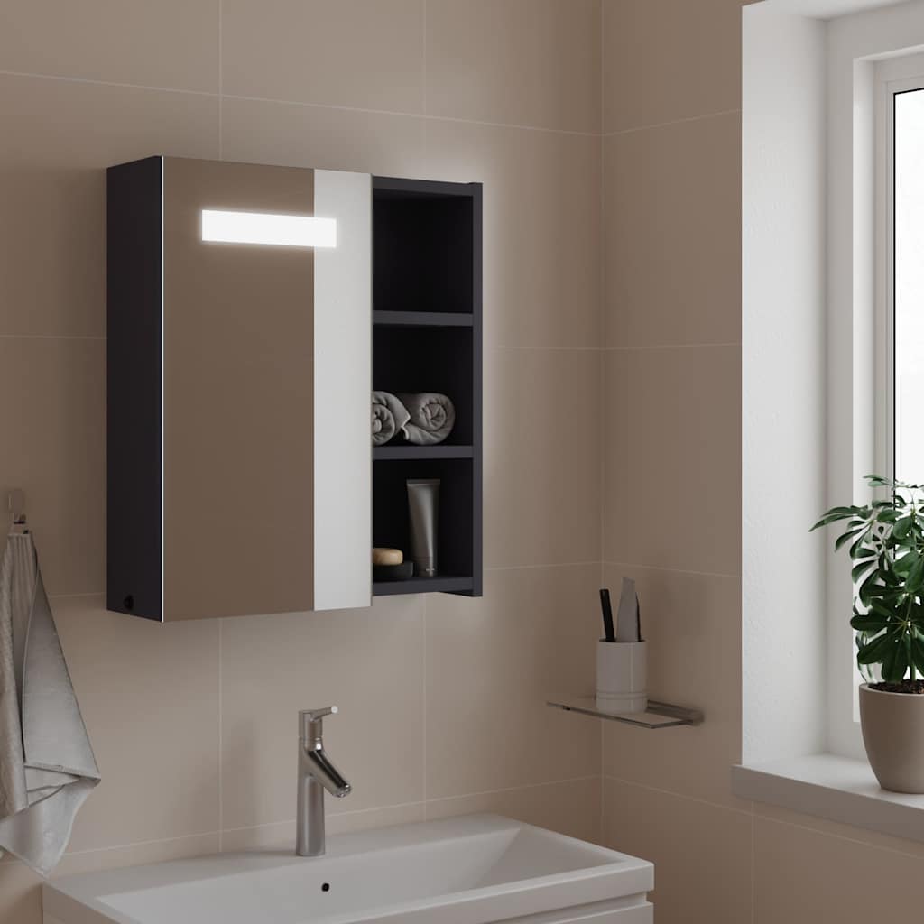 Armario con espejo baño madera marrón roble 60x16x60 cm