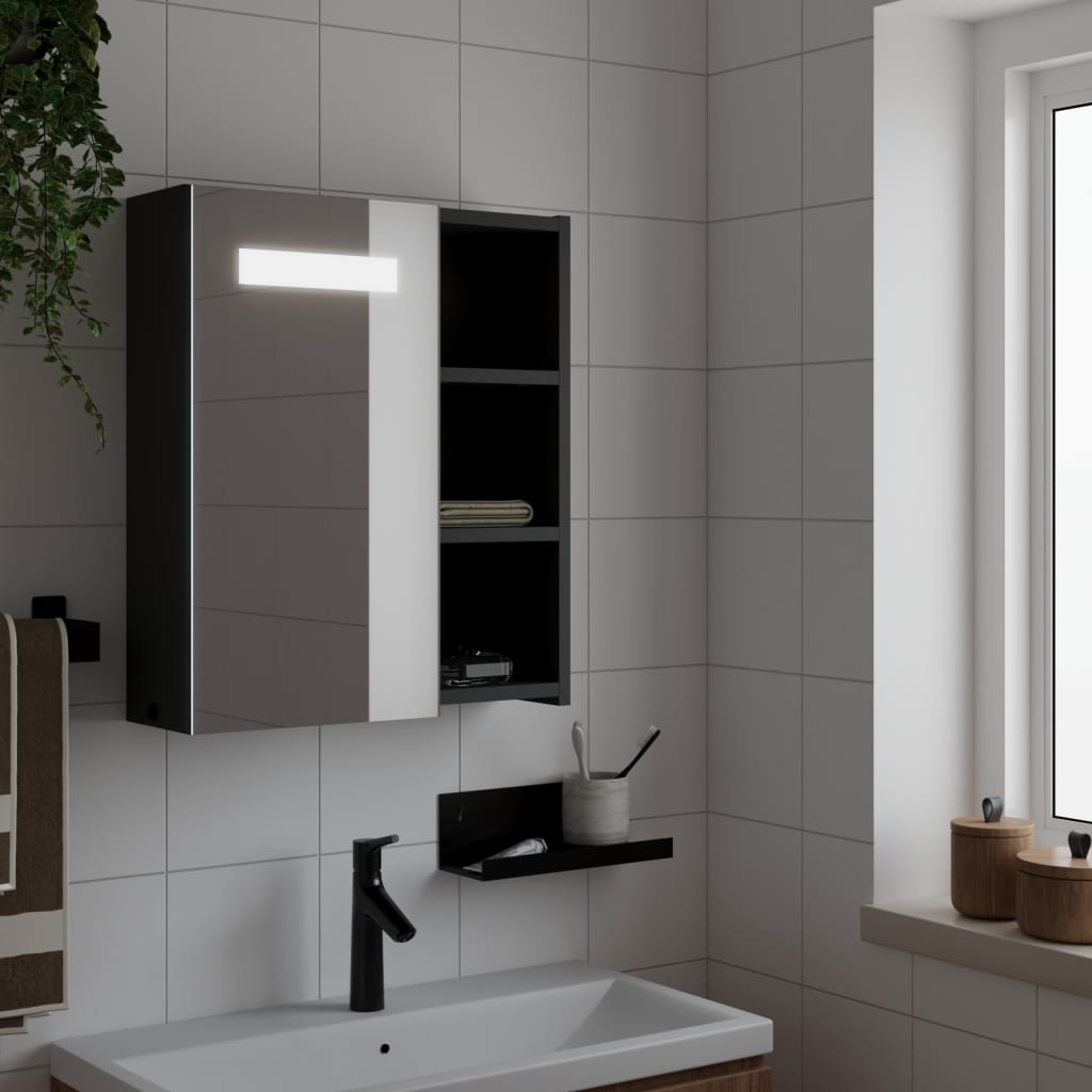 Armario con espejo baño madera marrón roble 60x16x60 cm