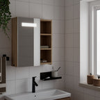 Armario con espejo baño madera marrón roble 60x16x60 cm