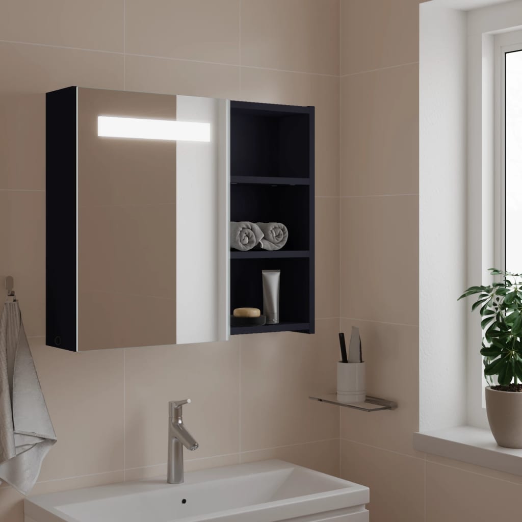 Armario con espejo baño madera marrón roble 60x16x60 cm