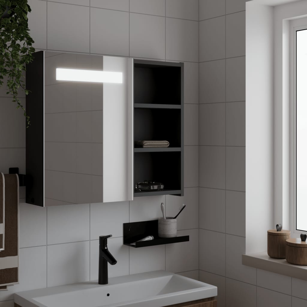 Armario con espejo baño madera marrón roble 60x16x60 cm