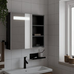 Armario con espejo baño madera marrón roble 60x16x60 cm