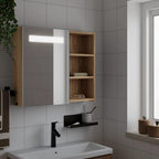 Armario con espejo baño madera marrón roble 60x16x60 cm