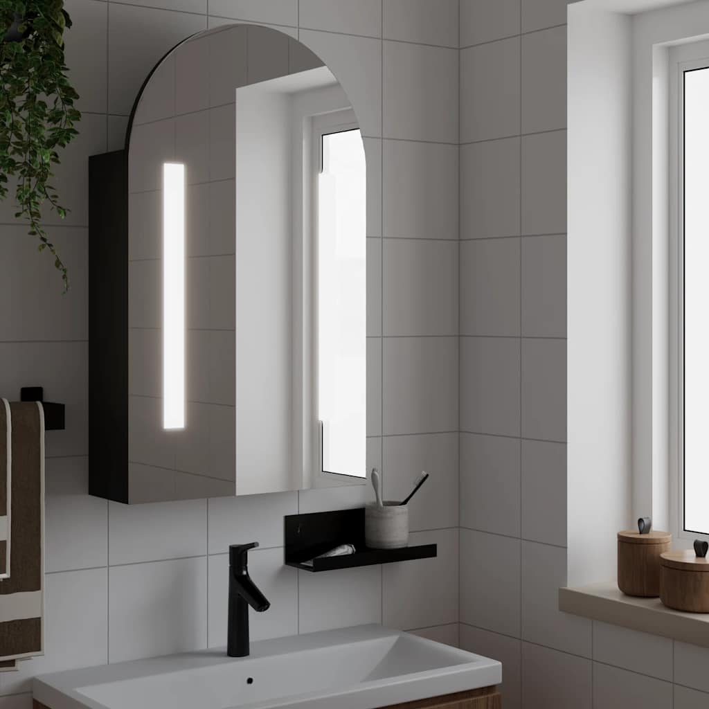 Armario con espejo baño madera marrón roble 60x16x60 cm