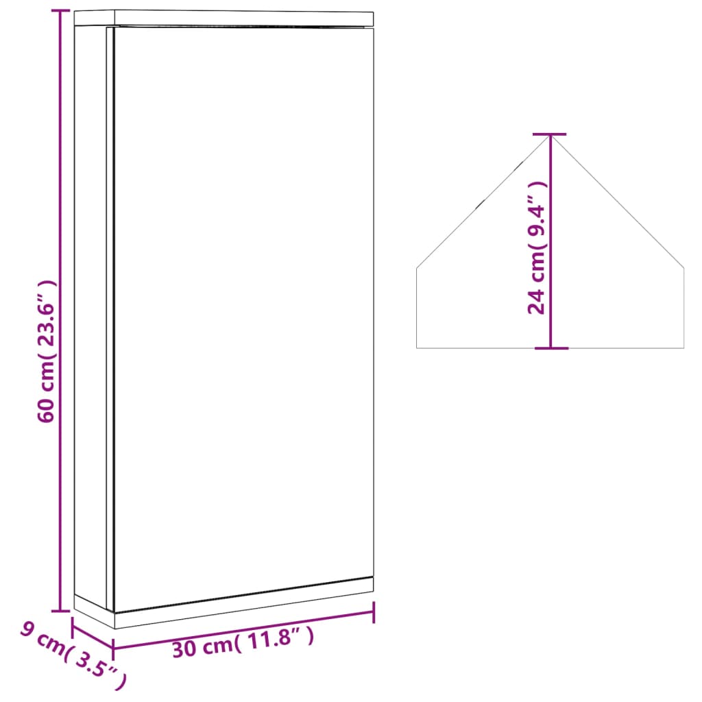 Mueble de baño de esquina con espejo blanco 30x24x60 cm