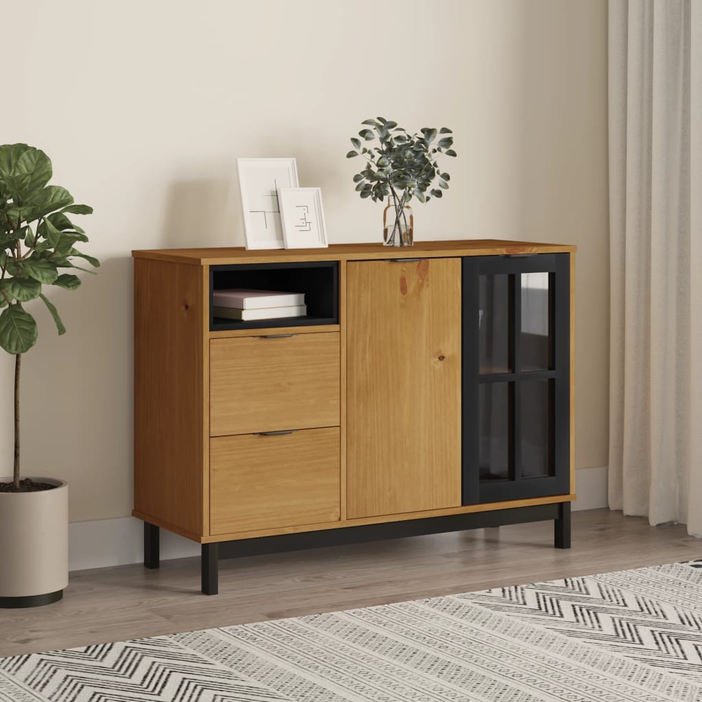Aparador con 2 puertas de madera maciza reciclada 55x30x70 cm