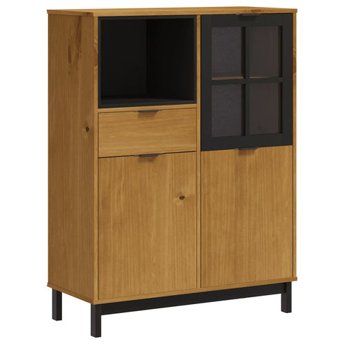 Aparador alto com porta de vidro FLAM madeira pinho 92x40x122,5 cm