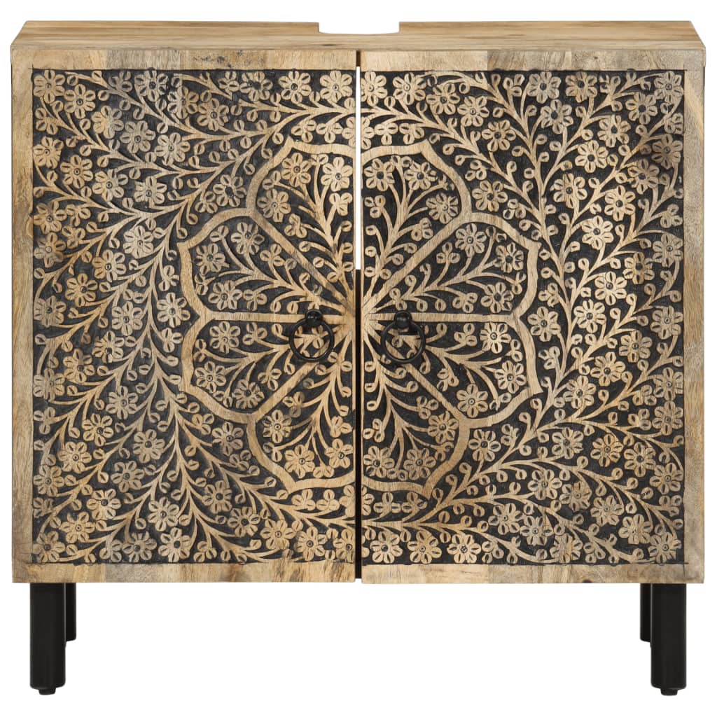 Armario de lavabo para baño madera maciza de acacia 62x33x58 cm