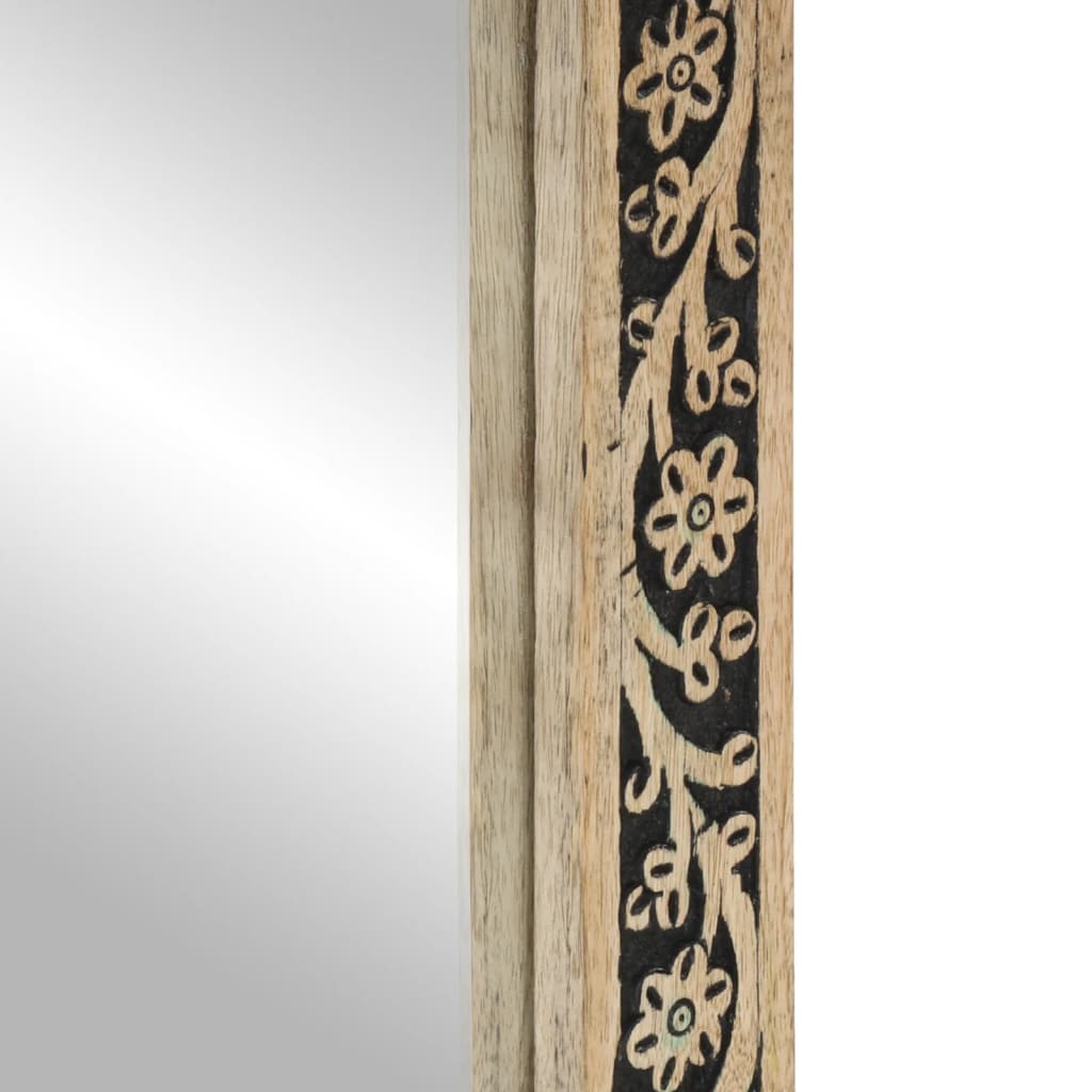 Espejo de baño madera maciza de acacia y vidrio 50x70x2,5 cm