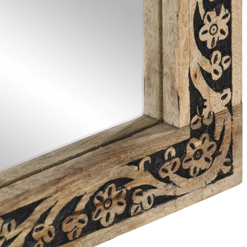 Espejo de baño madera maciza de acacia y vidrio 50x70x2,5 cm