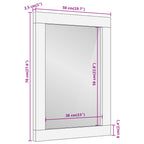 Espejo de baño madera maciza de acacia y vidrio 50x70x2,5 cm