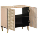 Armario de lavabo para baño madera maciza de mango 62x33x58 cm
