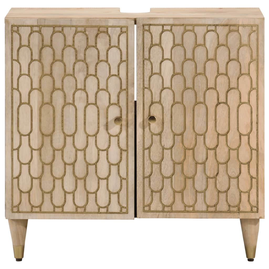 Armario de lavabo para baño madera maciza de mango 62x33x58 cm