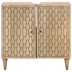 Armario de lavabo para baño madera maciza de mango 62x33x58 cm