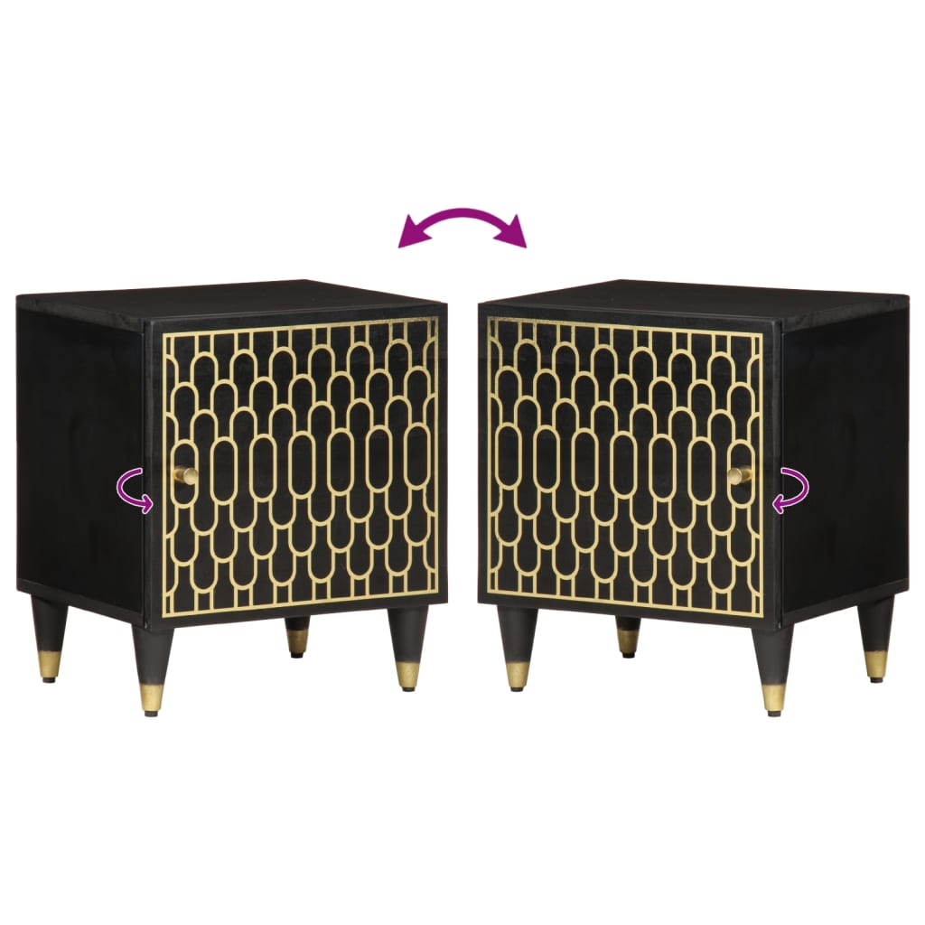 Mesita de noche de madera maciza de mango 40x33x46 cm