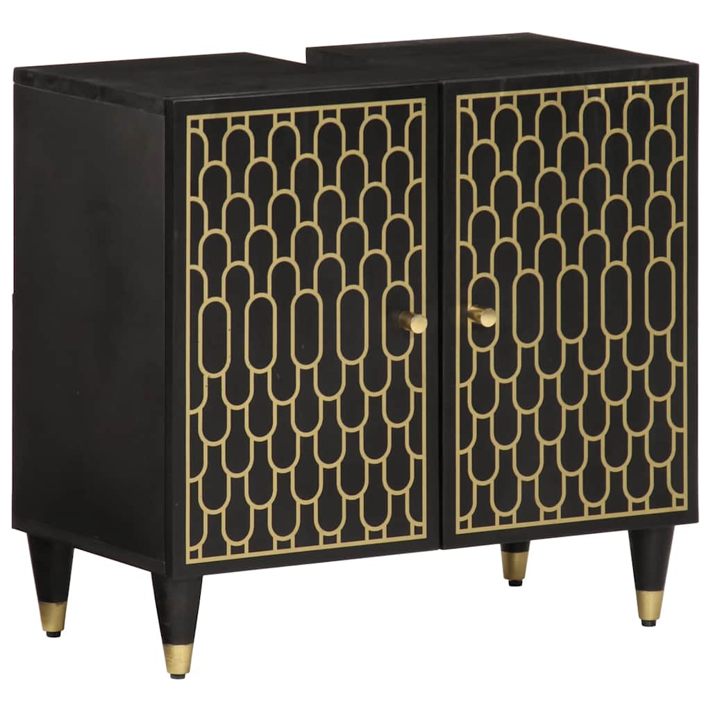 Armario de lavabo para baño madera maciza de mango 62x33x58 cm
