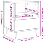 Mesita de noche 2 uds madera ingeniería gris Sonoma 40x35x50 cm