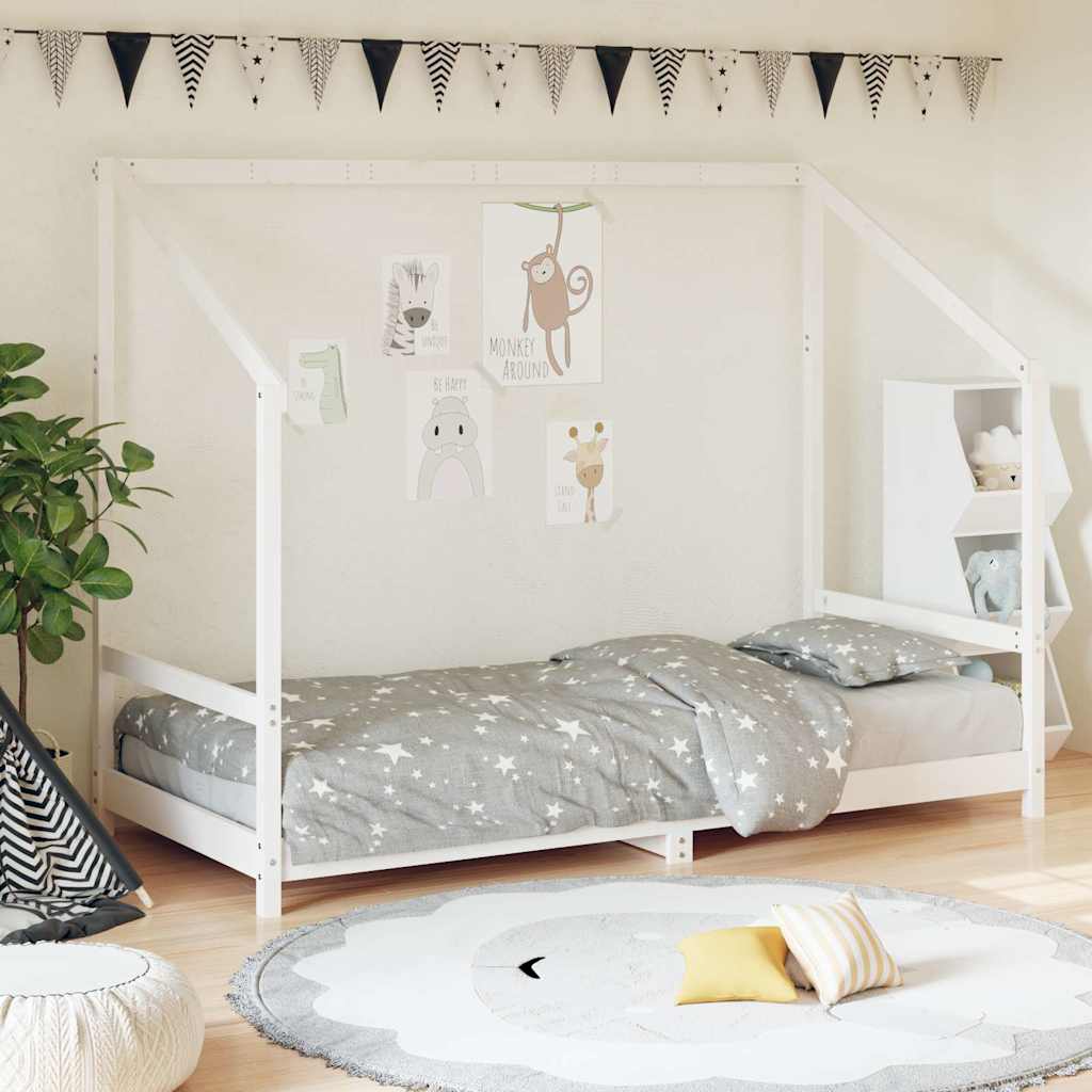 Estructura de cama de niños madera de pino blanco 2x(80x160) cm