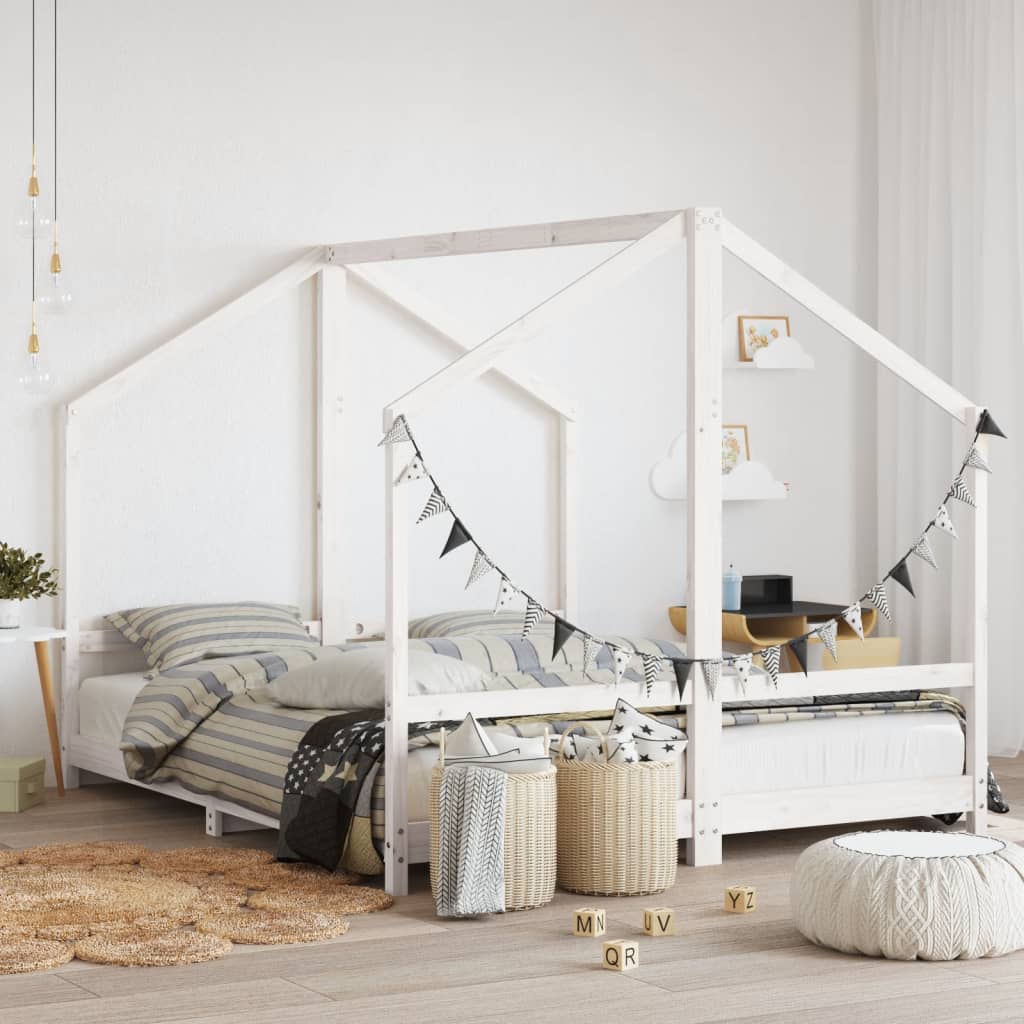 Estructura de cama de niños madera de pino blanco 2x(80x160) cm