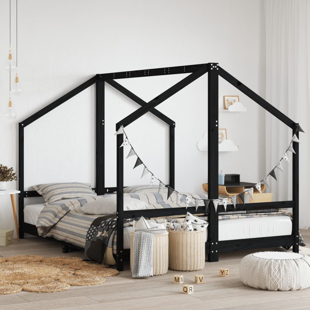 Estructura de cama de niños madera de pino blanco 2x(80x160) cm