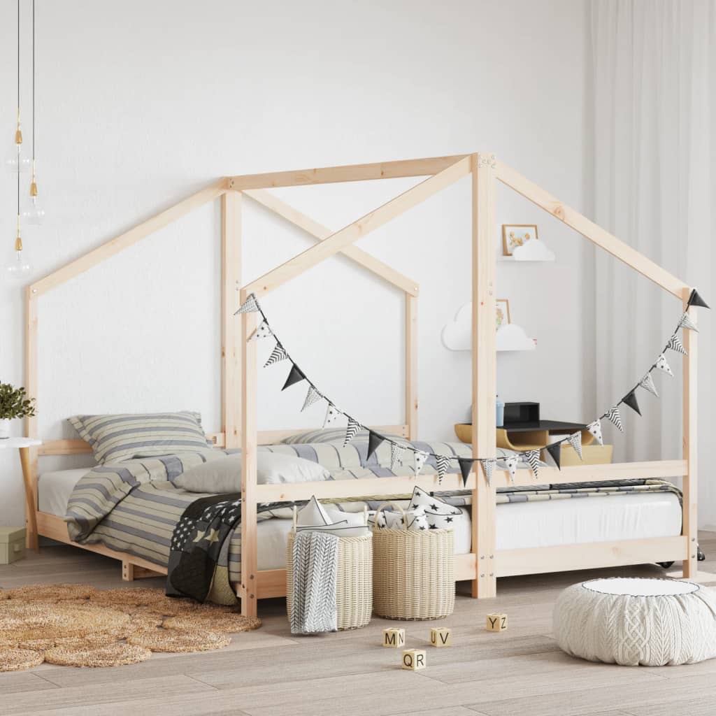 Estructura de cama de niños madera maciza de pino 2x(80x160) cm