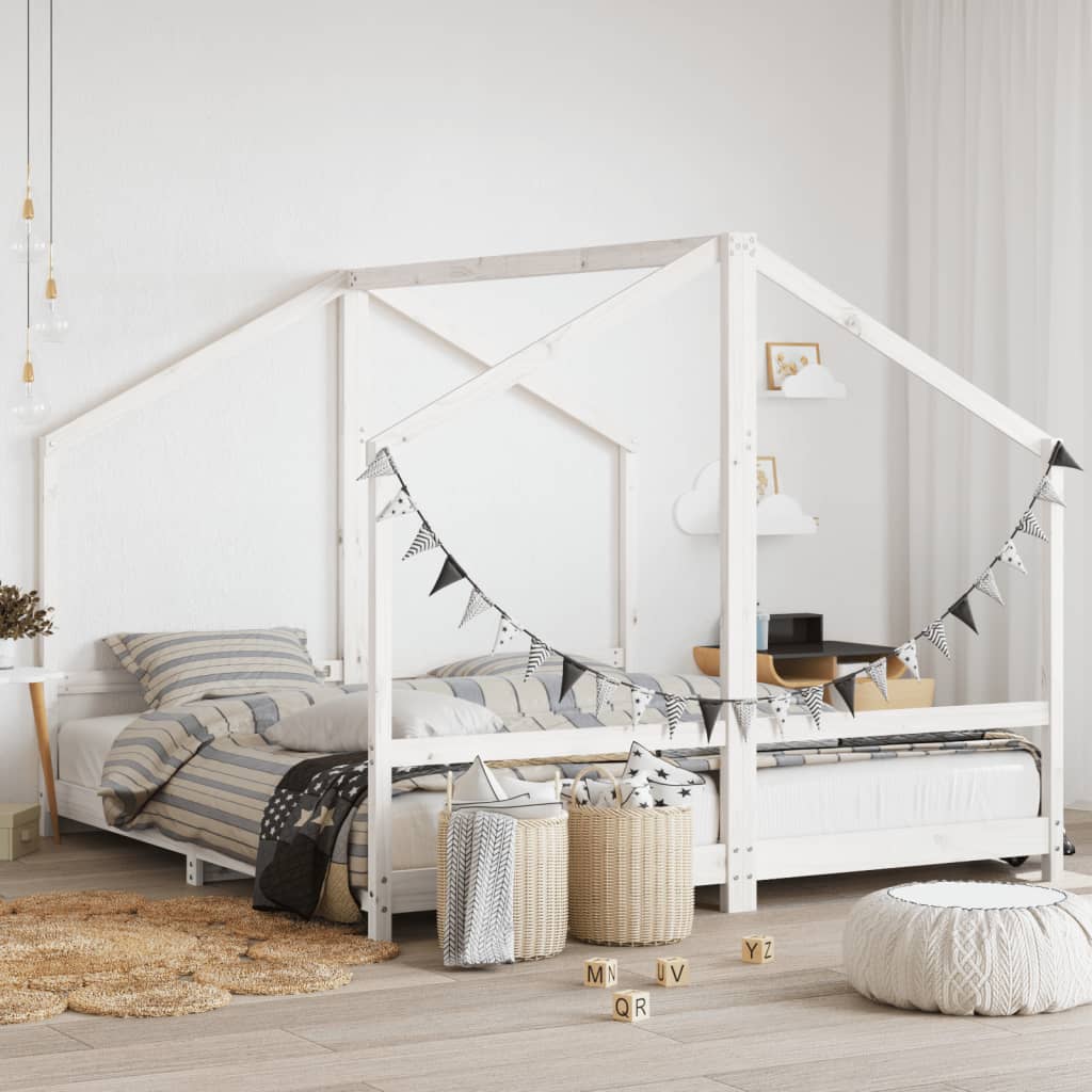 Estructura de cama de niños madera de pino blanco 2x(80x160) cm