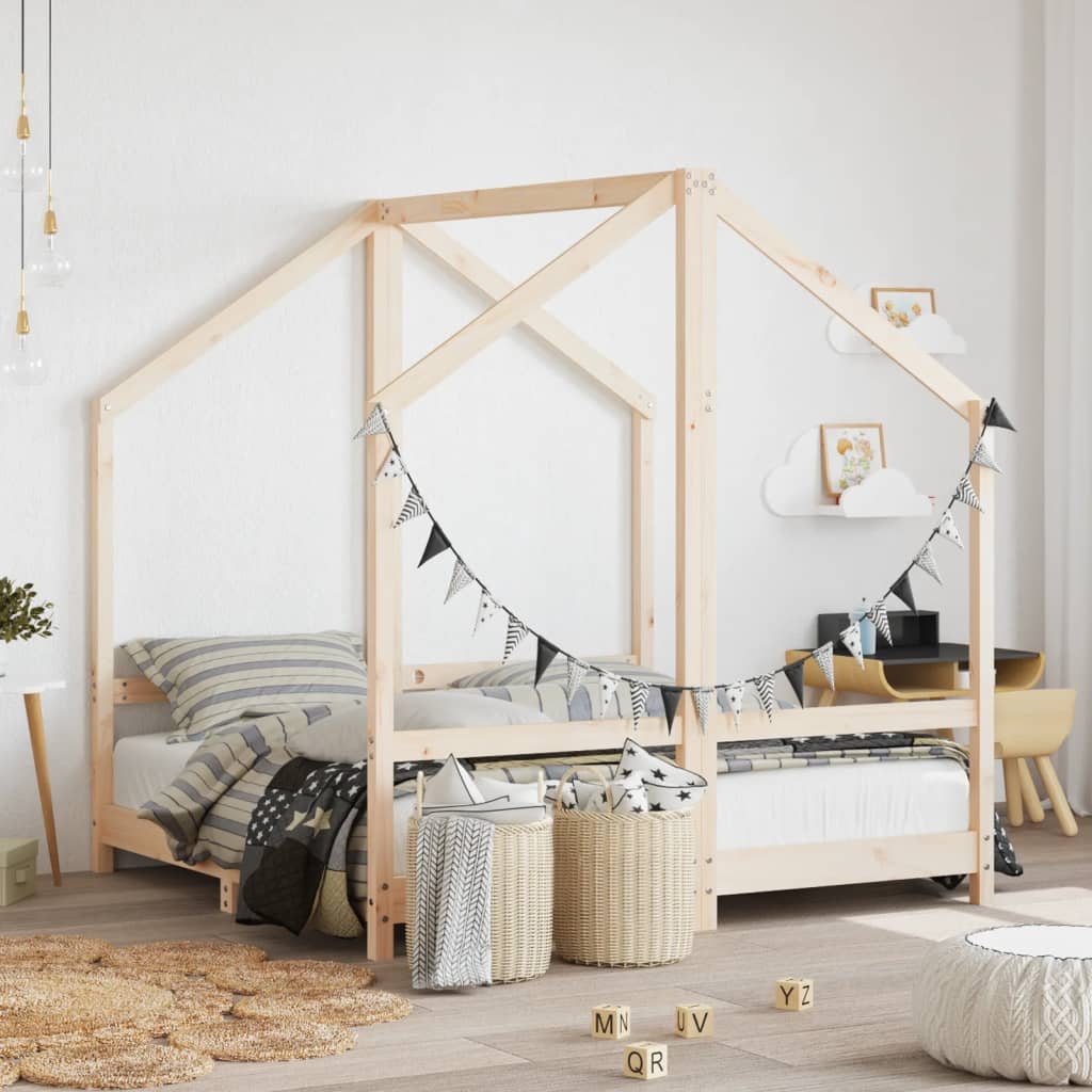 Estructura de cama de niños madera maciza de pino 2x(80x160) cm