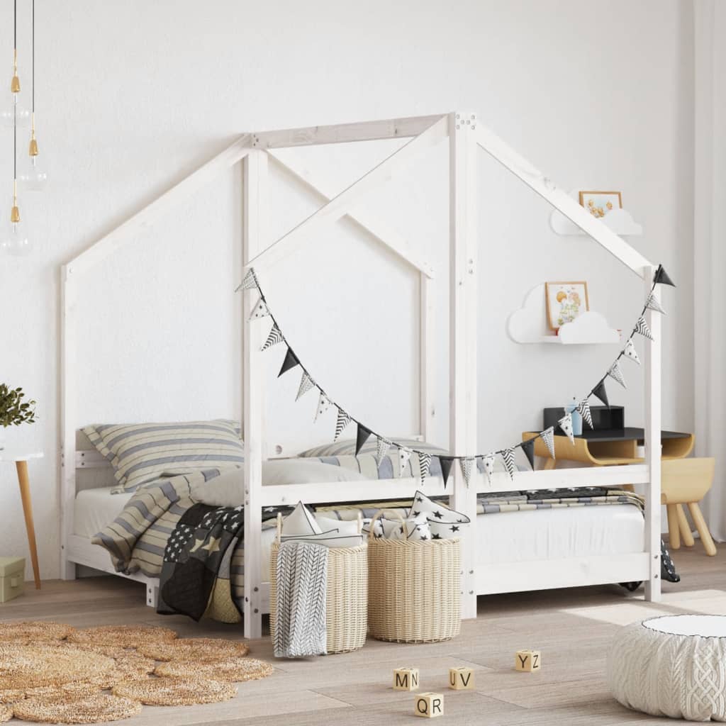 Estructura de cama de niños madera de pino blanco 2x(80x160) cm
