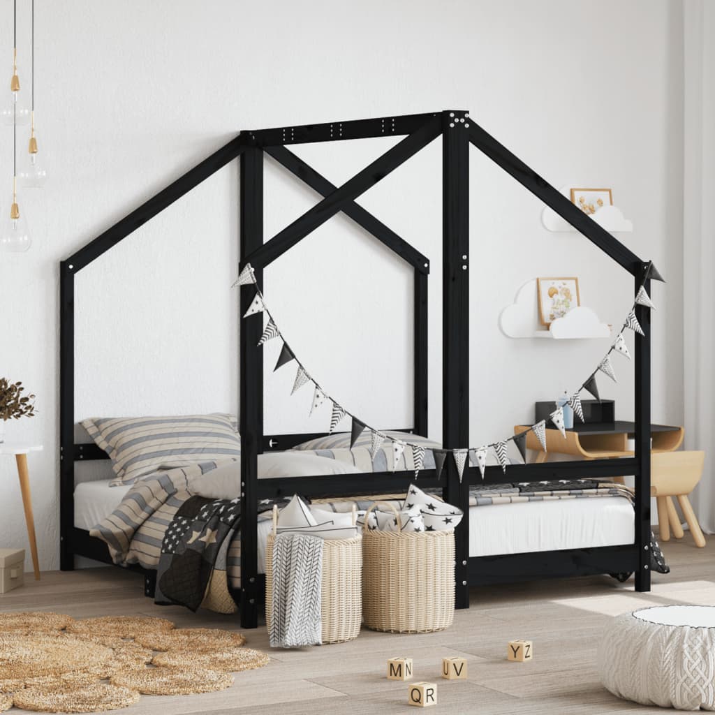 Estructura de cama de niños madera de pino blanco 2x(80x160) cm