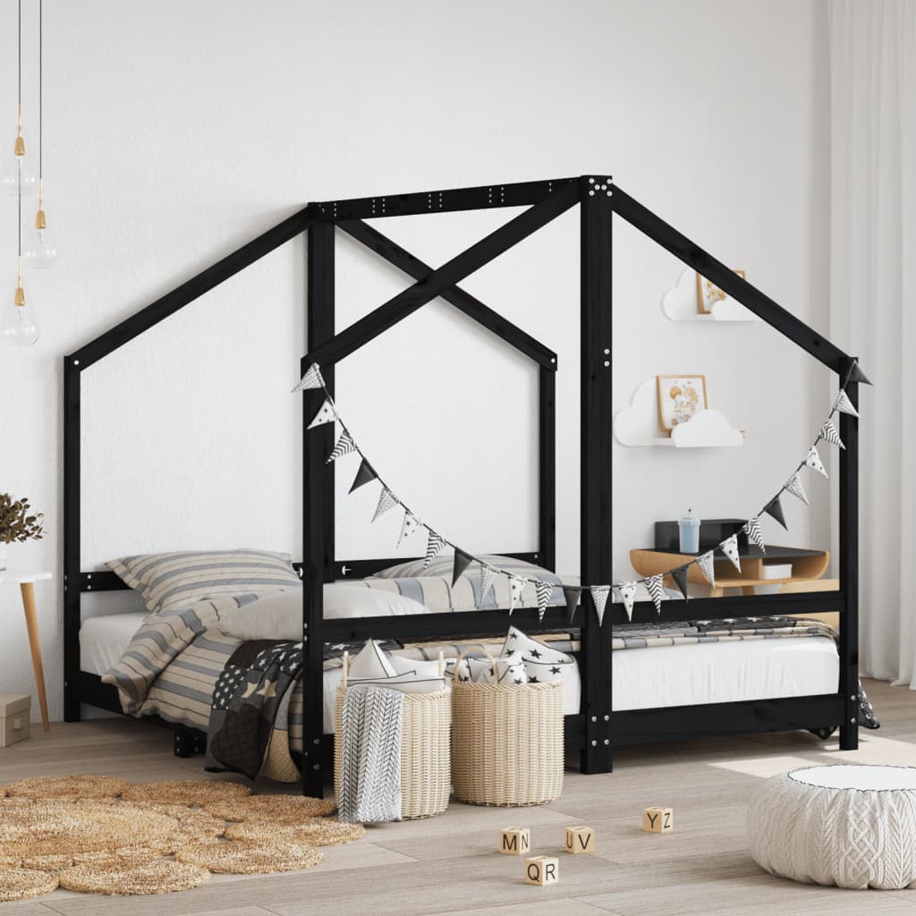 Estructura de cama de niños madera de pino blanco 2x(80x160) cm