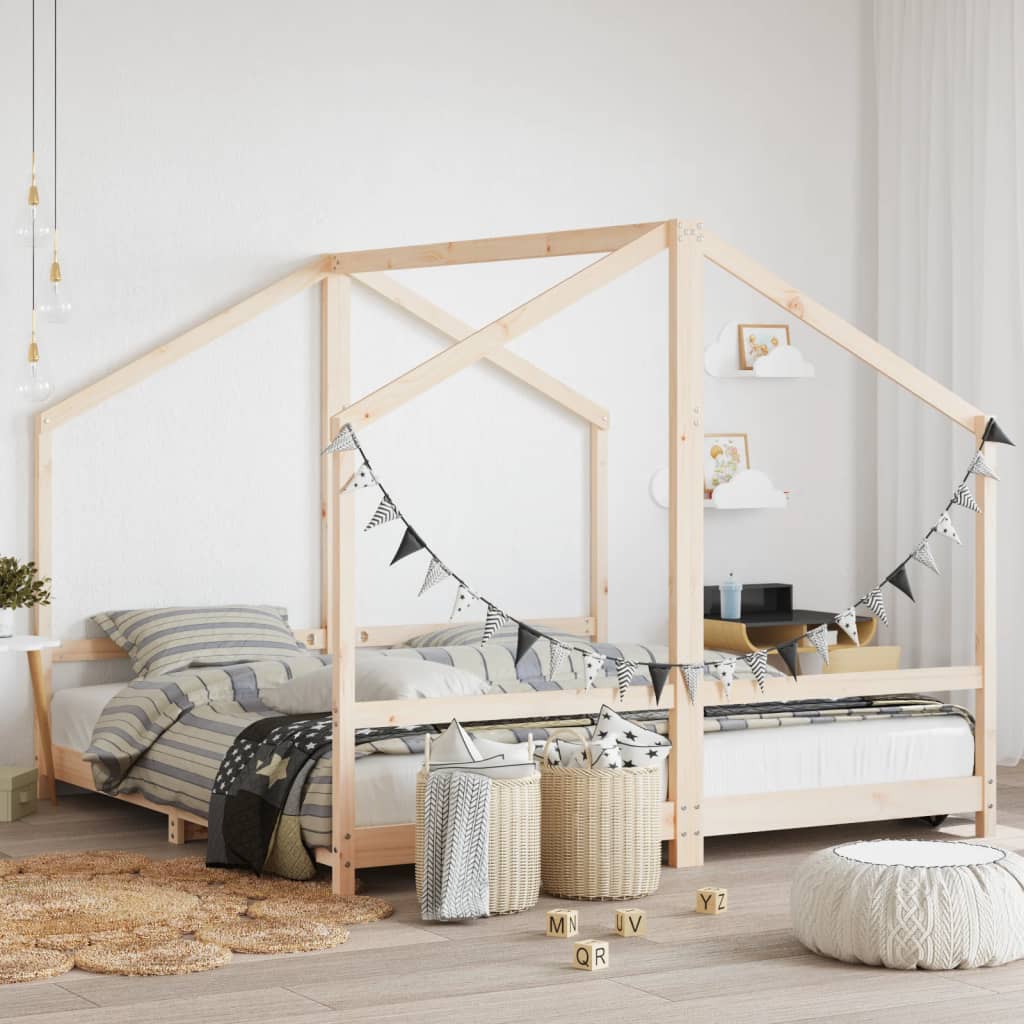 Estructura de cama de niños madera de pino blanco 2x(80x160) cm