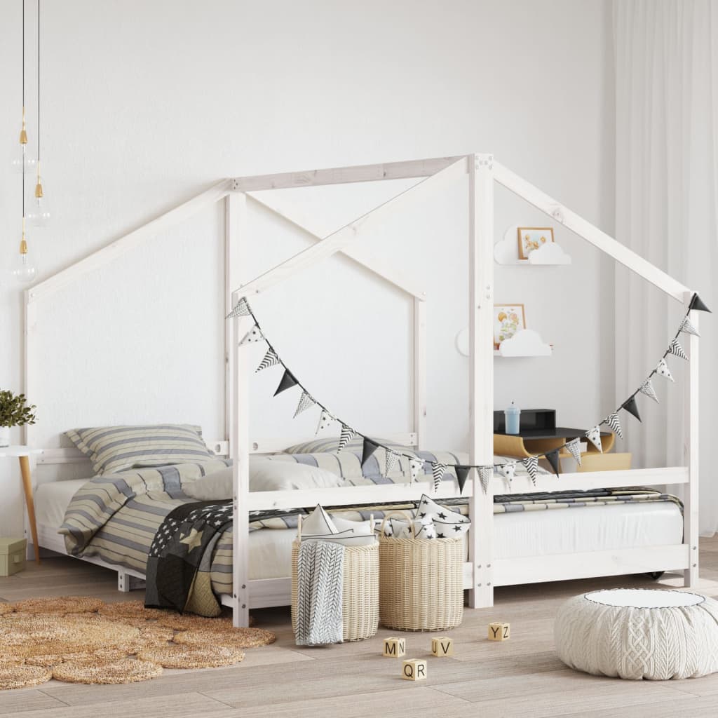 Estructura de cama de niños madera de pino blanco 2x(80x160) cm