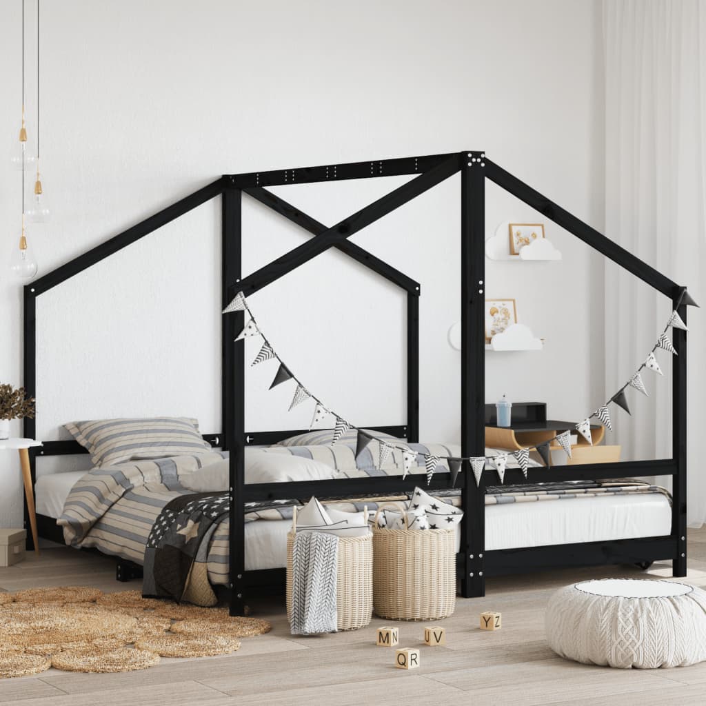 Estructura de cama de niños madera de pino blanco 2x(80x160) cm