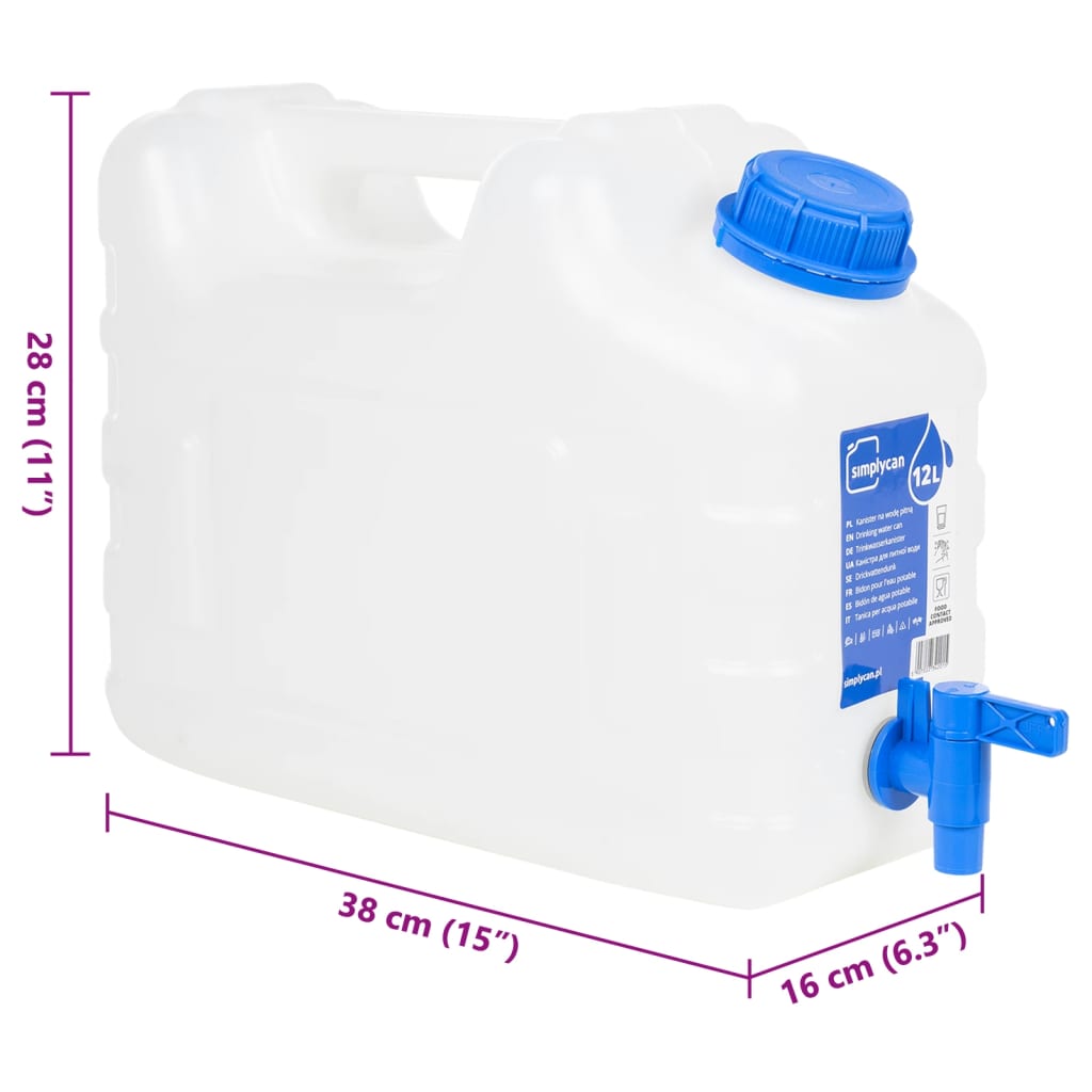 Garrafa de agua con grifo plástico transparente 10 litros