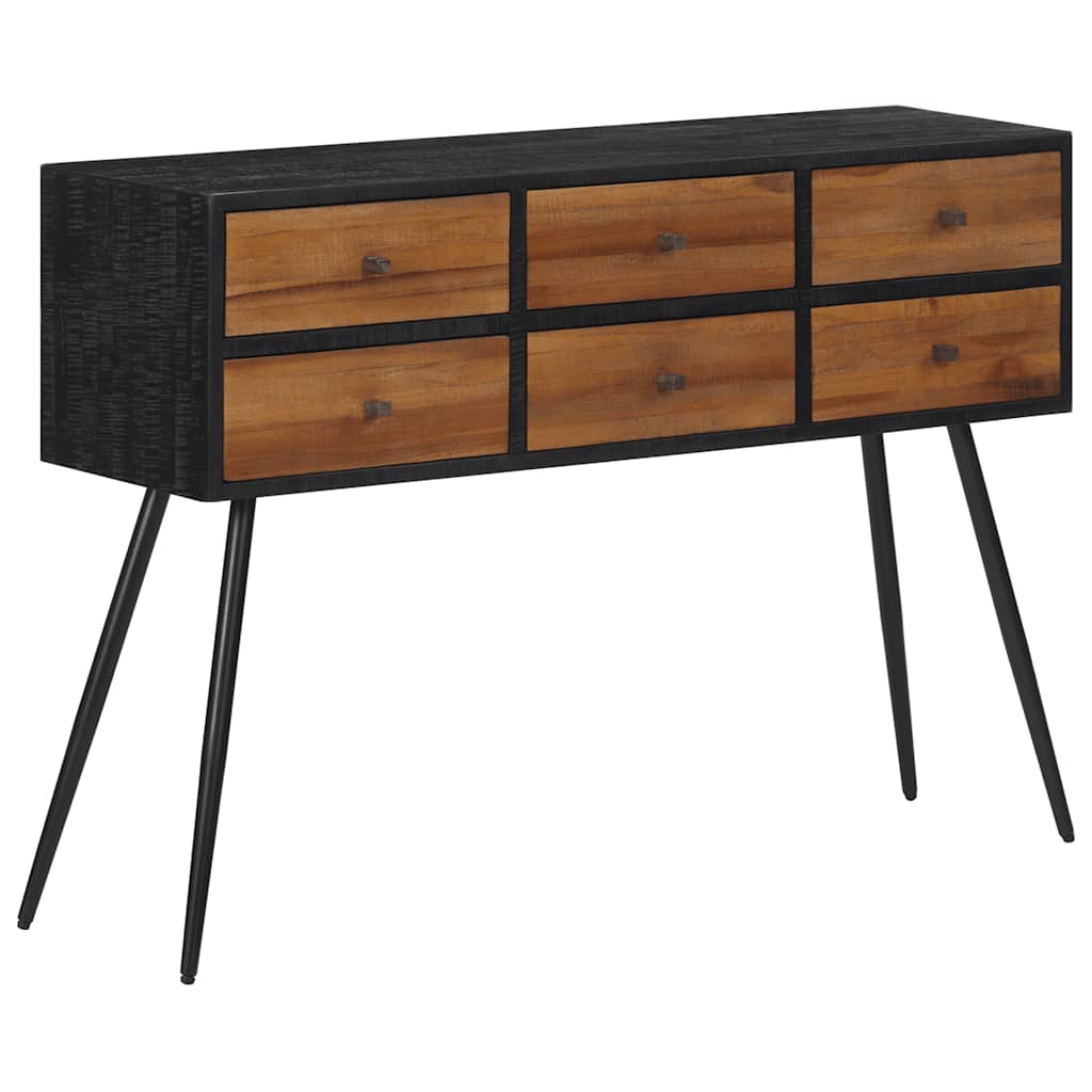 Mesa consola con cajones teca maciza reciclada 116x30x76 cm