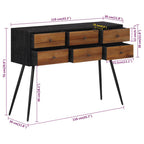 Mesa consola con cajones teca maciza reciclada 116x30x76 cm