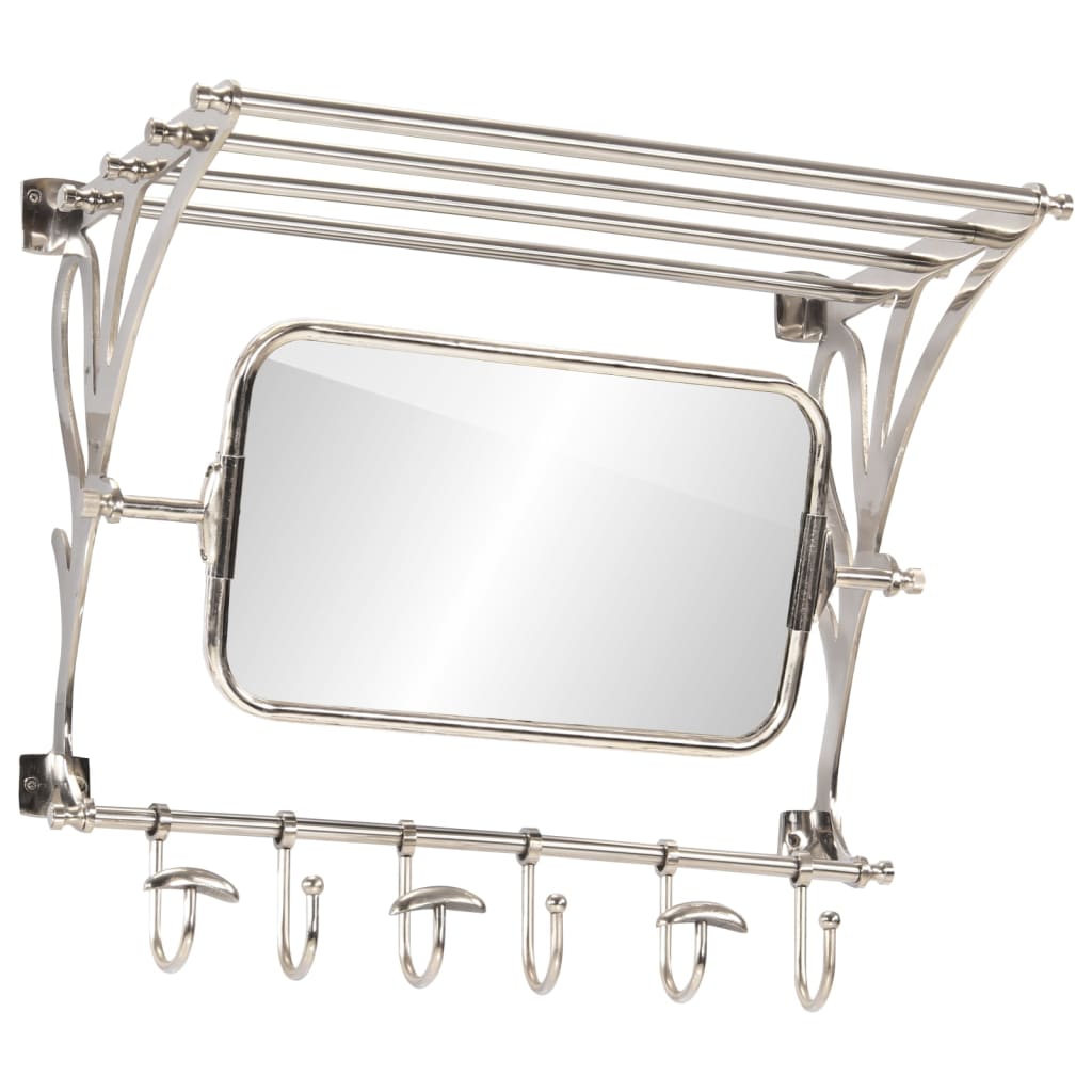 Soporte de equipaje con perchas y espejo de pared aluminio