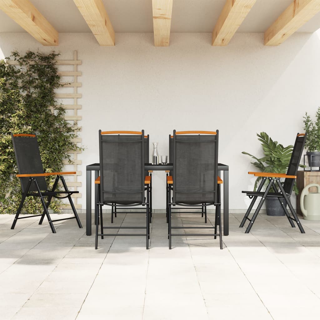 Juego de comedor de jardín 10 piezas negro y gris antracita