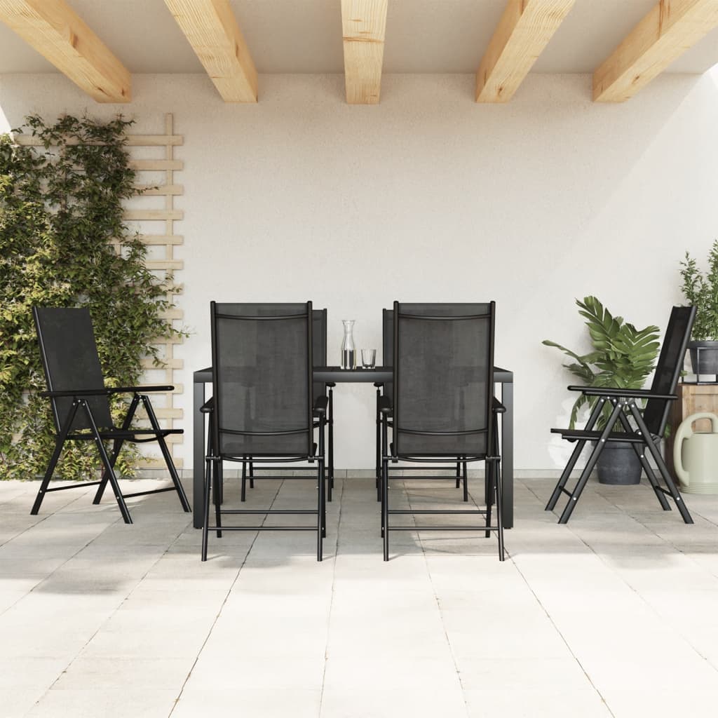Juego de comedor de jardín 10 piezas negro y gris antracita