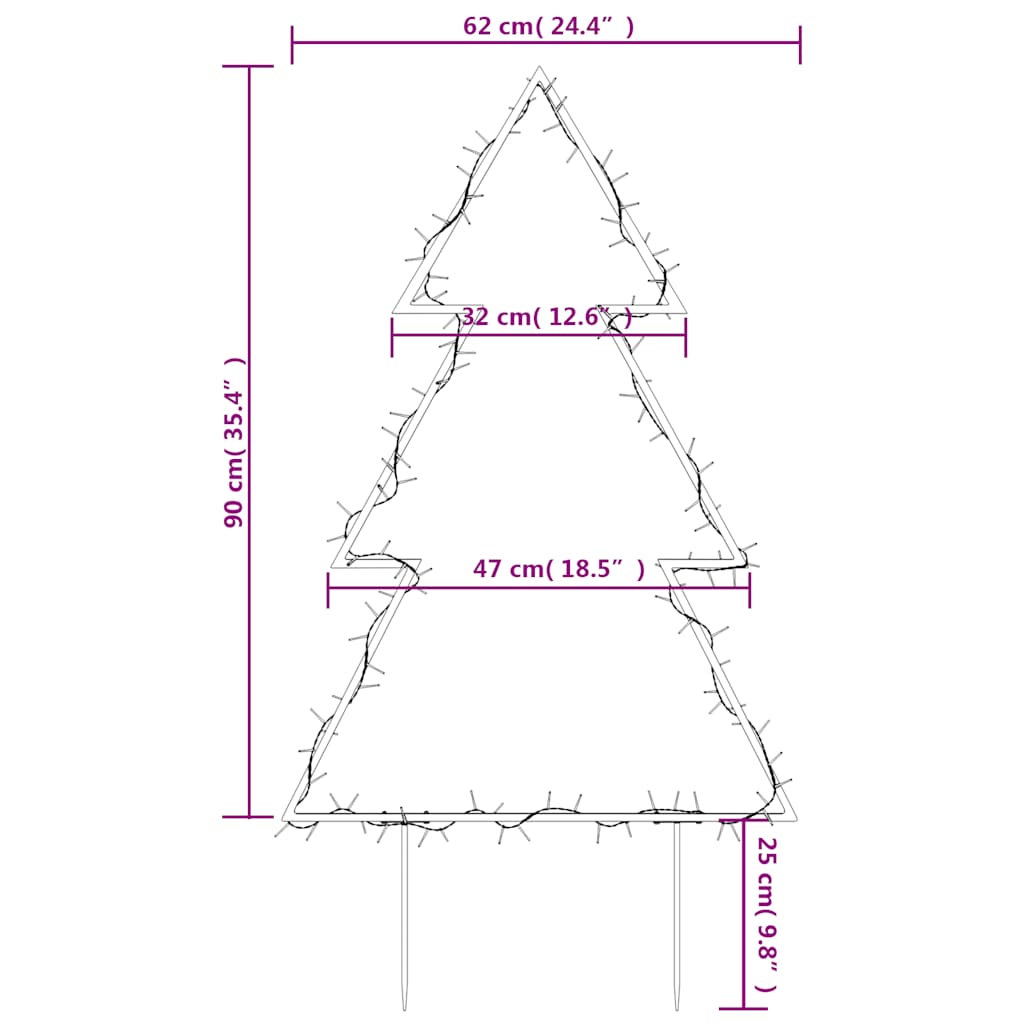 Árbol de Navidad luces decorativas con estacas 115 LED 90 cm