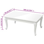 Mesa de centro madera de ingeniería blanco brillo 100x50x42 cm
