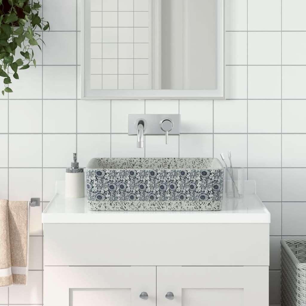 Lavabo de encimera ovalado cerámica negro azul 56,5x36,5x13,5cm